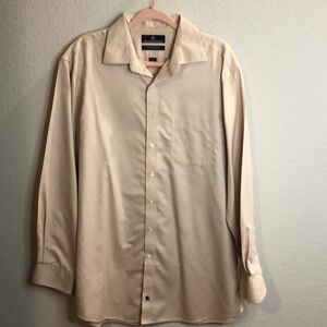 HART SCHAFFNER MARX 100%PIMA COTTON LONGSLEEVE SHIRT,peach color men size 17/35